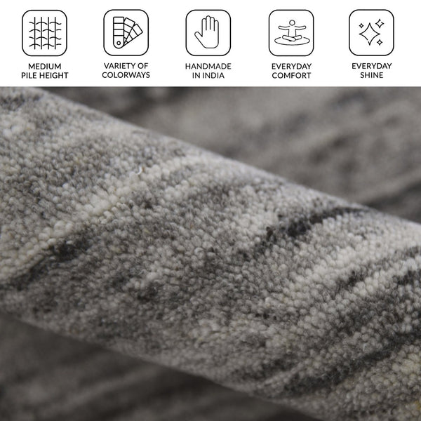 Amer Rugs Heaven Contemporary Hand-woven Area Rug In Luxurious New Zealand Wool For Timeless Home Elegance Silver Wool, Cotton Hea10203