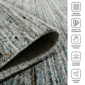Amer Rugs Heaven Contemporary Hand-woven Area Rug In Luxurious New Zealand Wool For Timeless Home Elegance Stone Blue Wool, Cotton Hea240508
