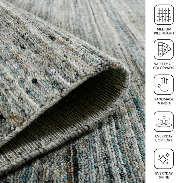 Amer Rugs Heaven Contemporary Hand-woven Area Rug In Luxurious New Zealand Wool For Timeless Home Elegance Stone Blue Wool, Cotton Hea240508
