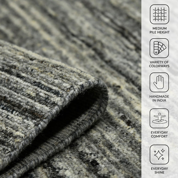 Amer Rugs Heaven Contemporary Hand-woven Area Rug In Luxurious New Zealand Wool For Timeless Home Elegance Iron Wool, Cotton Hea50203