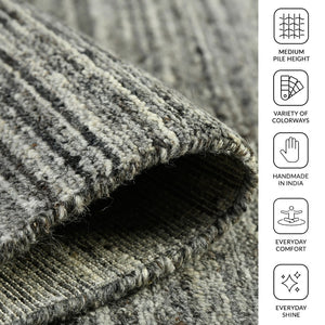 Amer Rugs Heaven Contemporary Hand-woven Area Rug In Luxurious New Zealand Wool For Timeless Home Elegance Dark Gray Wool, Cotton Hea60203