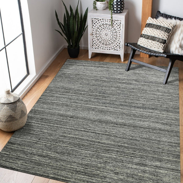 Amer Rugs Heaven Contemporary Hand-woven Area Rug In Luxurious New Zealand Wool For Timeless Home Elegance Dark Gray Wool, Cotton Hea60203