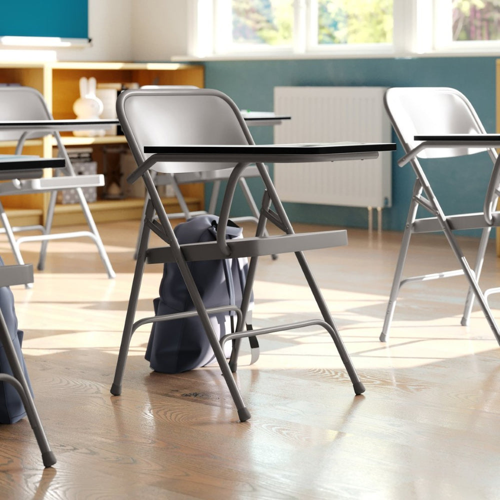 English Elm Ralph Premium Steel Folding Chair with Right-Handed Tablet Arm for Classrooms & Multi-Use Spaces HF-309AST-RT-GG