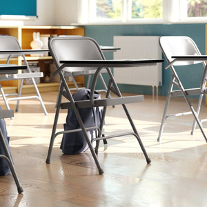 English Elm Ralph Premium Steel Folding Chair with Right-Handed Tablet Arm for Classrooms & Multi-Use Spaces HF-309AST-RT-GG