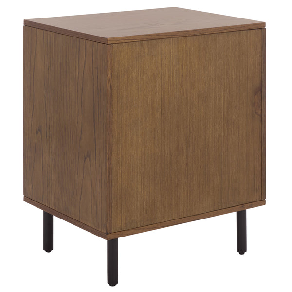 Safavieh Amelin Walnut Veneer Nightstand With Smooth Glide Drawer And Open Shelf For Bedroom WALNUT HF1120
