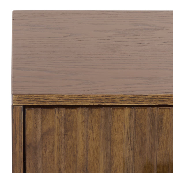 Safavieh Amelin Walnut Veneer Nightstand With Smooth Glide Drawer And Open Shelf For Bedroom WALNUT HF1120