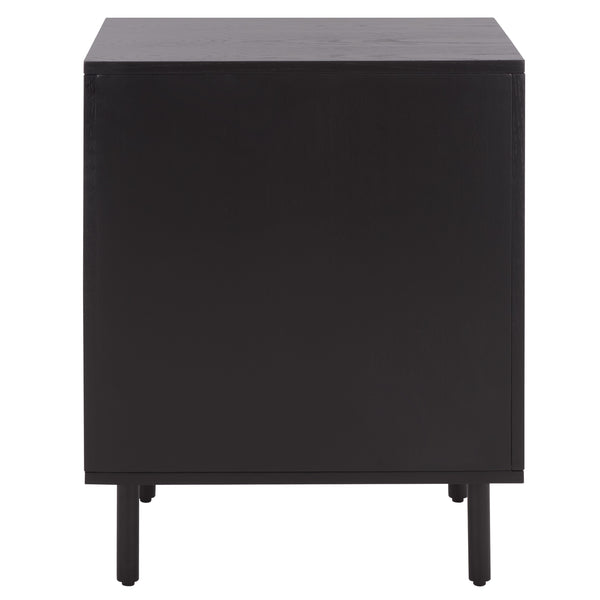 Safavieh Amelin Walnut Veneer Nightstand With Smooth Glide Drawer And Open Shelf For Bedroom BLACK HF1121