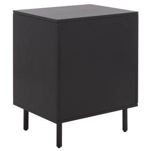 Safavieh Amelin Walnut Veneer Nightstand With Smooth Glide Drawer And Open Shelf For Bedroom BLACK HF1121