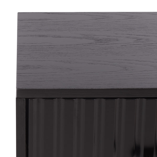 Safavieh Amelin Walnut Veneer Nightstand With Smooth Glide Drawer And Open Shelf For Bedroom BLACK HF1121
