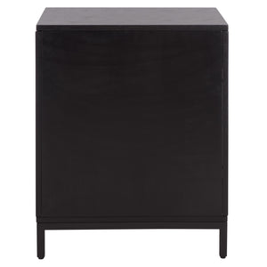 Safavieh Himalay Modern Nightstand With Drawer And Open Shelf In Oak Veneer Acacia Bedroom BLACK HF1140