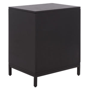 Safavieh Himalay Modern Nightstand With Drawer And Open Shelf In Oak Veneer Acacia Bedroom BLACK HF1140