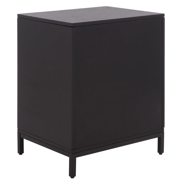 Safavieh Himalay Modern Nightstand With Drawer And Open Shelf In Oak Veneer Acacia Bedroom BLACK HF1140
