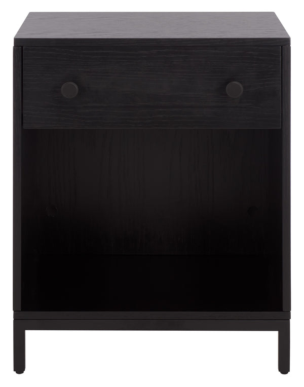 Safavieh Himalay Modern Nightstand With Drawer And Open Shelf In Oak Veneer Acacia Bedroom BLACK HF1140