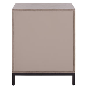 Safavieh Himalay Modern Nightstand With Drawer And Open Shelf In Oak Veneer Acacia Bedroom OAK / BLACK HF1141