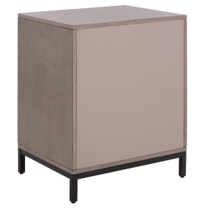 Safavieh Himalay Modern Nightstand With Drawer And Open Shelf In Oak Veneer Acacia Bedroom OAK / BLACK HF1141