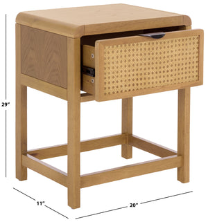 Safavieh Alexander Rattan And Rubberwood Nightstand With Drawer For Coastal Bedroom Decor HF1160