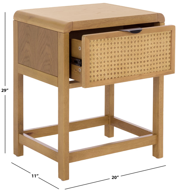 Safavieh Alexander Rattan And Rubberwood Nightstand With Drawer For Coastal Bedroom Decor HF1160