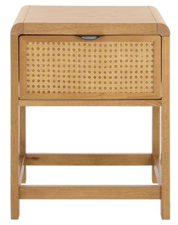 Safavieh Alexander Rattan And Rubberwood Nightstand With Drawer For Coastal Bedroom Decor HF1160