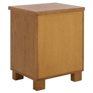 Safavieh Himanshu Oak Veneer Nightstand With Smooth Glide Drawer And Two Open Bedroom Shelves OAK HF1170
