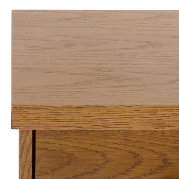 Safavieh Himanshu Oak Veneer Nightstand With Smooth Glide Drawer And Two Open Bedroom Shelves OAK HF1170