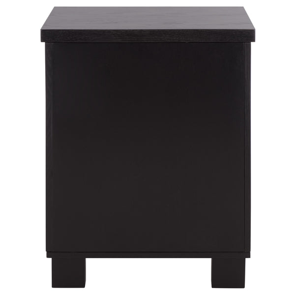 Safavieh Himanshu Oak Veneer Nightstand With Smooth Glide Drawer And Two Open Bedroom Shelves BLACK HF1171