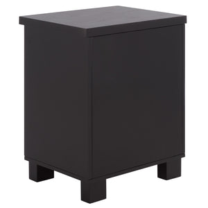 Safavieh Himanshu Oak Veneer Nightstand With Smooth Glide Drawer And Two Open Bedroom Shelves BLACK HF1171