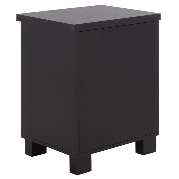 Safavieh Himanshu Oak Veneer Nightstand With Smooth Glide Drawer And Two Open Bedroom Shelves BLACK HF1171