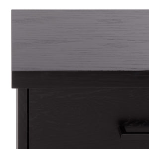 Safavieh Himanshu Oak Veneer Nightstand With Smooth Glide Drawer And Two Open Bedroom Shelves BLACK HF1171