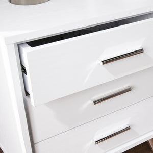 Safavieh Oren 3 Drawer Nightstand With Retro Metallic Legs Two Tone Finish For Modern Bedrooms WHITE HF6842