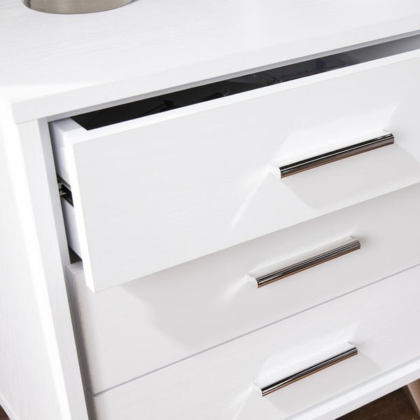 Safavieh Oren 3 Drawer Nightstand With Retro Metallic Legs Two Tone Finish For Modern Bedrooms WHITE HF6842