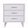 Safavieh Oren 3 Drawer Nightstand With Retro Metallic Legs Two Tone Finish For Modern Bedrooms WHITE HF6842