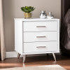 Safavieh Oren 3 Drawer Nightstand With Retro Metallic Legs Two Tone Finish For Modern Bedrooms WHITE HF6842