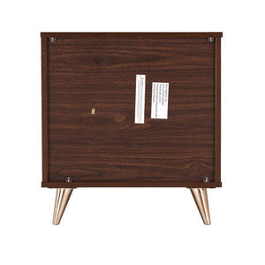 Safavieh Oren 3 Drawer Nightstand With Retro Metallic Legs Two Tone Finish For Modern Bedrooms BROWN HF6843