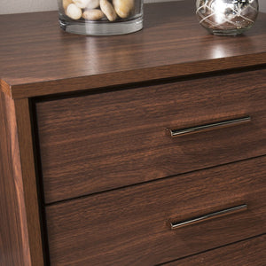 Safavieh Oren 3 Drawer Nightstand With Retro Metallic Legs Two Tone Finish For Modern Bedrooms BROWN HF6843