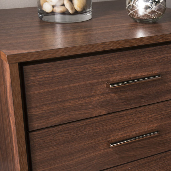 Safavieh Oren 3 Drawer Nightstand With Retro Metallic Legs Two Tone Finish For Modern Bedrooms BROWN HF6843