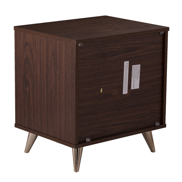 Safavieh Oren 3 Drawer Nightstand With Retro Metallic Legs Two Tone Finish For Modern Bedrooms BROWN HF6843