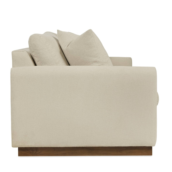 Briggs Bench-crafted Performance Fabric Sofa with Wood Plinth Base for Living Rooms