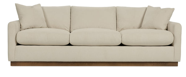 Briggs Bench-crafted Performance Fabric Sofa with Wood Plinth Base for Living Rooms