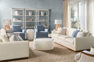 Briggs Bench-crafted Performance Fabric Sofa with Wood Plinth Base for Living Rooms