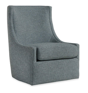 Hooker Furniture Sacha Swivel Accent Chair Handcrafted in Usa with Down Cushion Concave Back Modern Lounge Blue HFCX-1635-009-247013-45