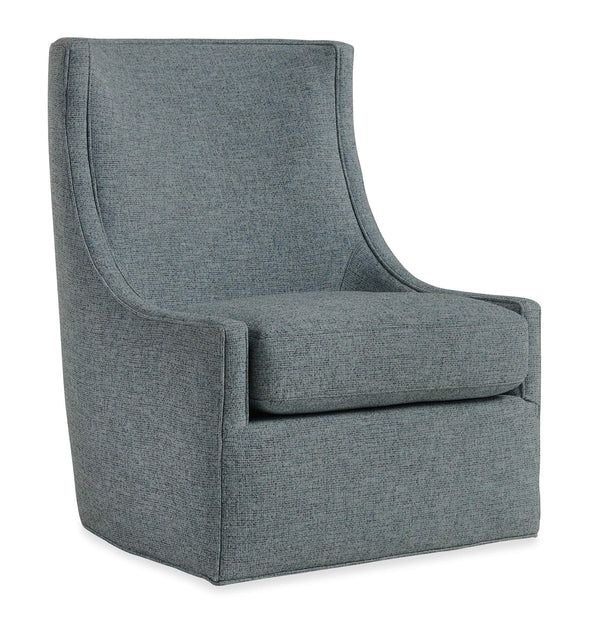Hooker Furniture Sacha Swivel Accent Chair Handcrafted in Usa with Down Cushion Concave Back Modern Lounge Blue HFCX-1635-009-247013-45