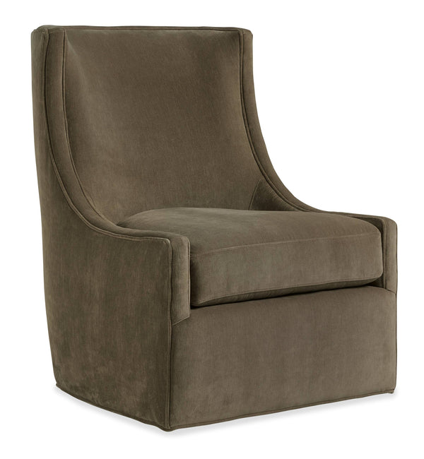 Sacha Swivel Accent Chair Handcrafted in Usa with Down Cushion Concave Back Modern Lounge