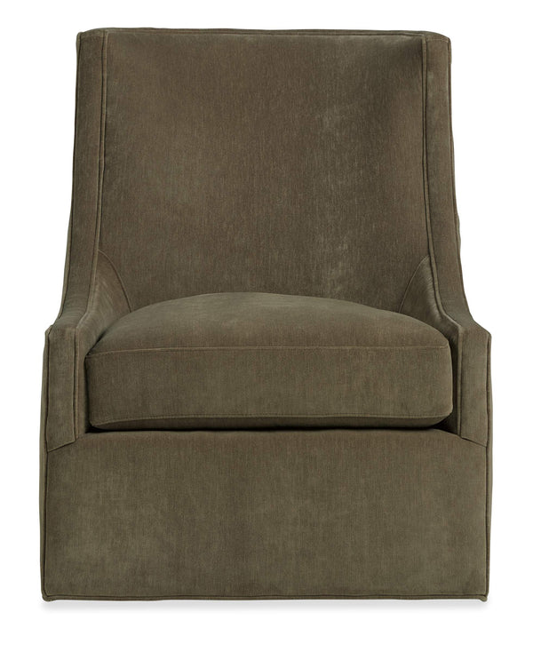 Sacha Swivel Accent Chair Handcrafted in Usa with Down Cushion Concave Back Modern Lounge
