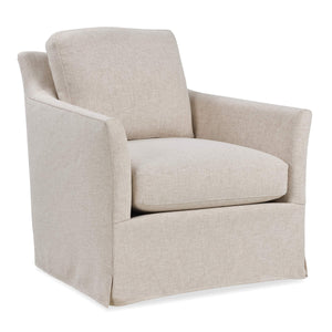 Isley Swivel Accent Chair Flared Arms Skirted Base Plush Cushions Bench Made in Usa