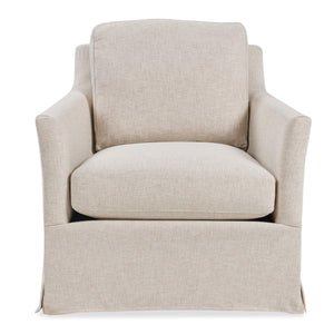 Isley Swivel Accent Chair Flared Arms Skirted Base Plush Cushions Bench Made in Usa