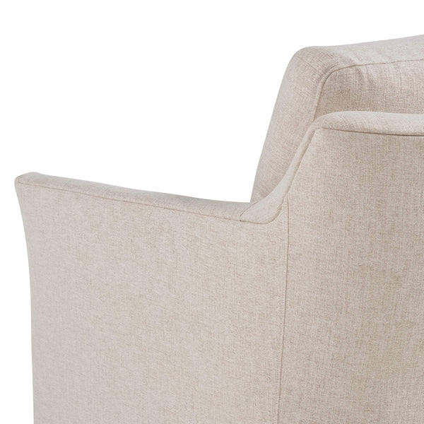 Isley Swivel Accent Chair Flared Arms Skirted Base Plush Cushions Bench Made in Usa