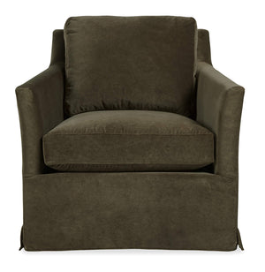 Isley Swivel Accent Chair Flared Arms Skirted Base Plush Cushions Bench Made in Usa