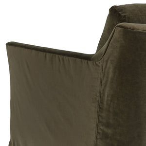 Isley Swivel Accent Chair Flared Arms Skirted Base Plush Cushions Bench Made in Usa