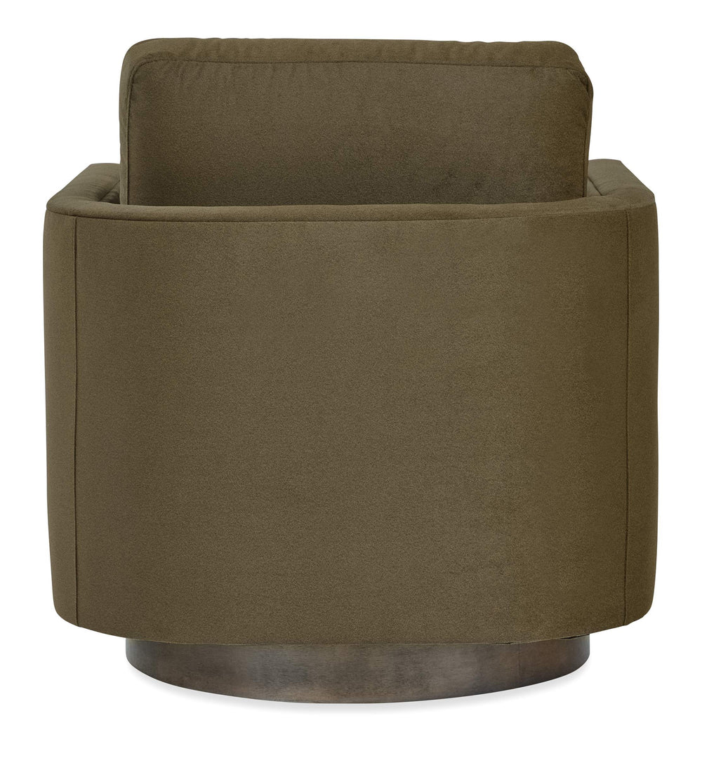Hooker Furniture Owen Swivel Accent Chair Handcrafted Wood Base Performance Fabric for Modern Living Spaces Marsh HFCX-4749-009-236594-29-NS