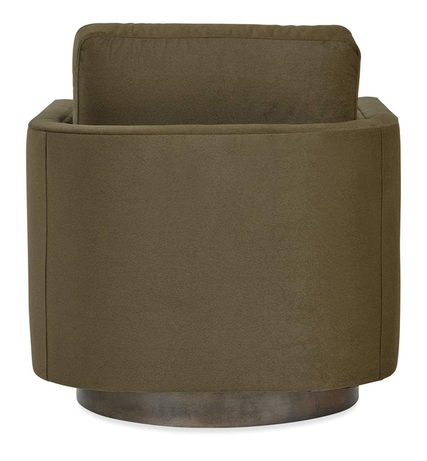 Owen Swivel Accent Chair Handcrafted Wood Base Performance Fabric for Modern Living Spaces